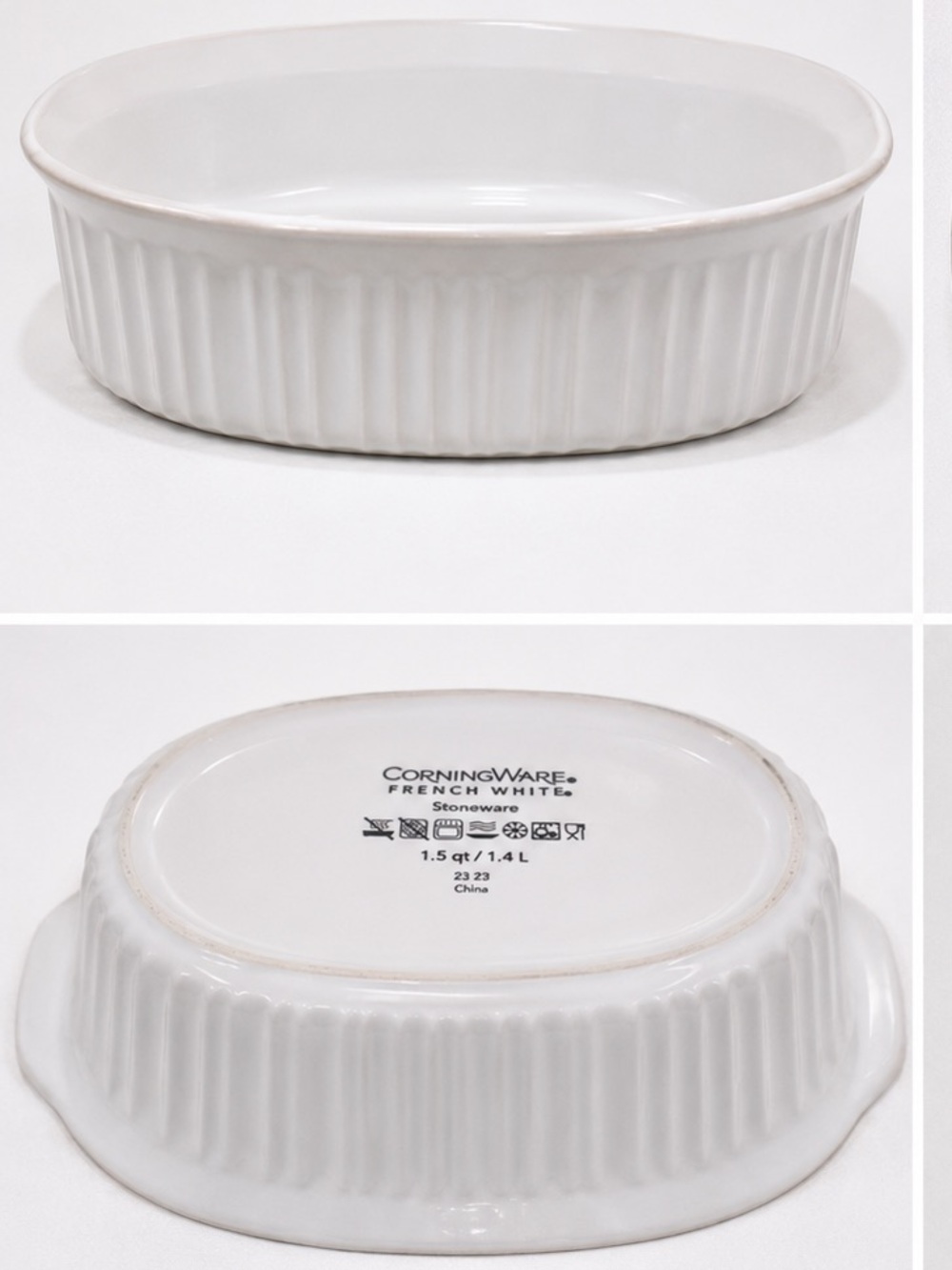 NWT CorningWare French White 1.5 Quart Stoneware Baking Dish Casserole